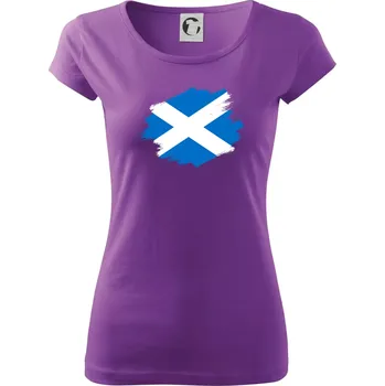 Dámské tričko Skotská vlajka kreslená štetcem - Dámské triko Pure - XS ( Fialová )