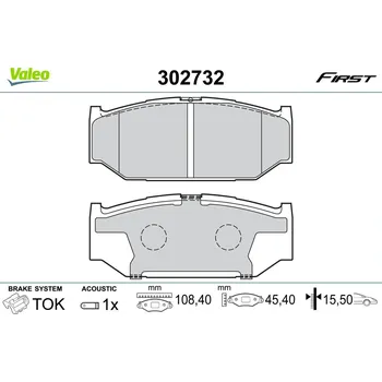 Brzdová destička Sada brzdových destiček, kotoučová brzda VALEO 302732