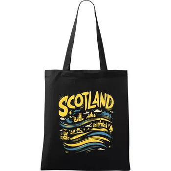 Scotland kreslené vlny - Taška bavlněná - 42 x 38 cm ( Černá )