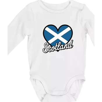 Scotland Srdce s vlajkou - Body kojenecké s dlouhým rukávem - Dlouhý r. do 3 měs ( Bílá )
