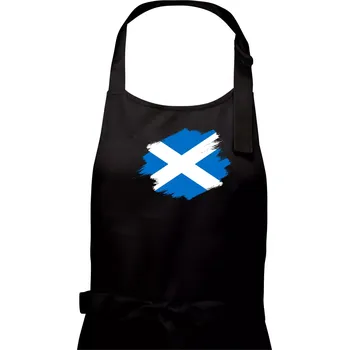 Kuchyňská zástěra Skotská vlajka kreslená štetcem - Pánská zástěra na vaření - Univerzální velikost ( Černá )