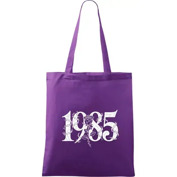 Ročník s růží 1985 - Taška bavlněná - 42 x 38 cm ( Fialová )