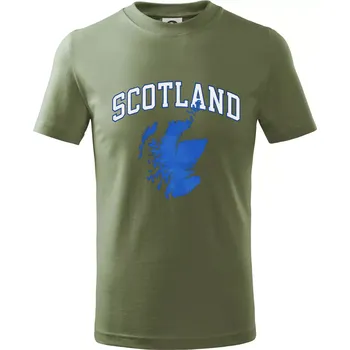 Chlapecké tričko Scotland nápis s mapou - Tričko dětské bavlněné - 98 cm / 2 roky ( Khaki )