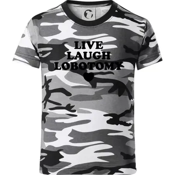 Chlapecké tričko Live laugh lobotomy - Dětské maskáčové triko - 122 cm/6 let ( Šedý maskáč )