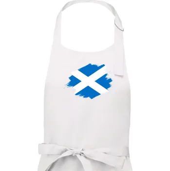 Kuchyňská zástěra Skotská vlajka kreslená štetcem - Dámská zástěra na vaření - Univerzální velikost ( Bílá )