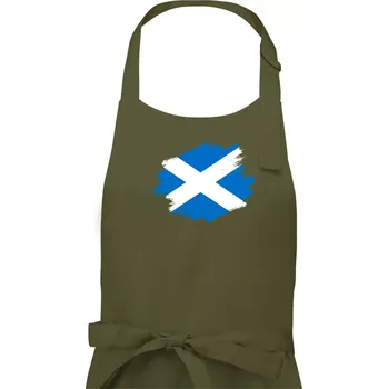 Kuchyňská zástěra Skotská vlajka kreslená štetcem - Pánská zástěra na vaření - Univerzální velikost ( Khaki )