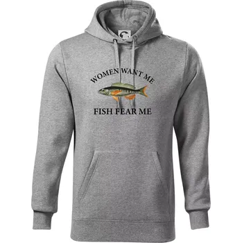Pánská mikina Women want me, fish fear me - Mikina pánská Cape s kapucí - 5XL ( Tmavě šedý melír )