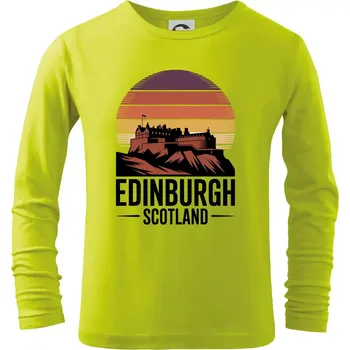 Dětská móda Scotland Edinburgh Castle - Triko dětské Long Sleeve - 122 cm/6 let ( Limetková )