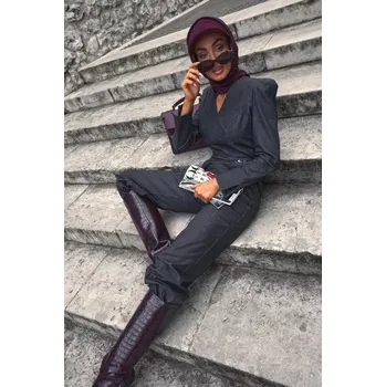 Dámský overall M883 Kombinéza džínového vzhledu - grafitová EU S