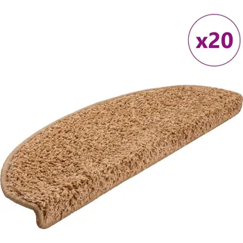 vidaXL Schodové rohože 20 ks 65 x 21 x 4 cm béžové, půlkulaté, velké