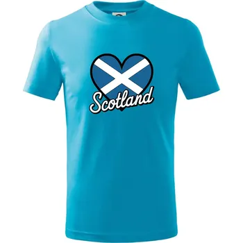 Scotland Srdce s vlajkou - Tričko dětské bavlněné - 98 cm / 2 roky ( Světlý tyrkys )
