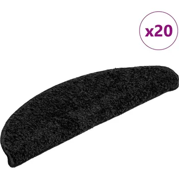 vidaXL Schodové rohože 20 ks 56 x 17 x 3 cm černé, půlkulaté