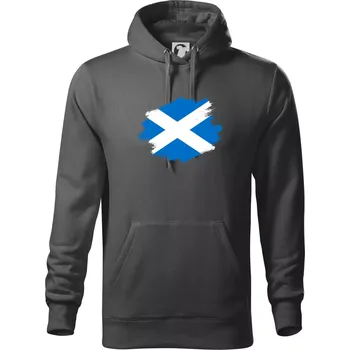 Pánská mikina Skotská vlajka kreslená štetcem - Mikina pánská Cape s kapucí - 3XL ( Ocelově šedá )