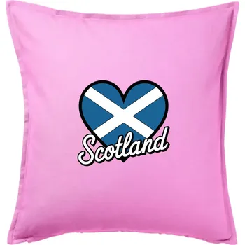 Polštář Scotland Srdce s vlajkou - Polštář 50x50 - 50x50 - Pouze potah ( Růžová )