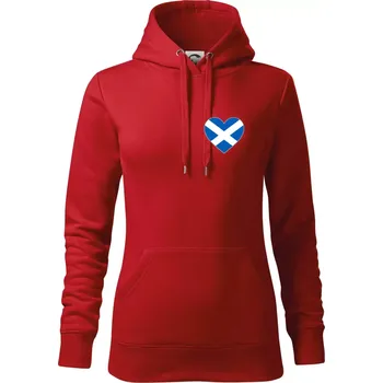 Dámská mikina Skotské srdce na prso - Mikina dámská Cape s kapucí - XS ( Červená )