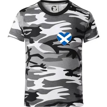 Chlapecké tričko Skotské srdce na prso - Dětské maskáčové triko - 146 cm/10 let ( Šedý maskáč )