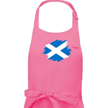 Kuchyňská zástěra Skotská vlajka kreslená štetcem - Pánská zástěra na vaření - Univerzální velikost ( Růžová )