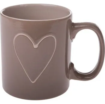 Casa de Engel Keramický hrnek se srdcem - hnědá/béžová 600 ml