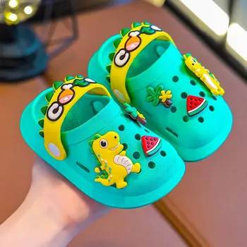 Chlapecké bačkory Letní pantofle pro děti – veselé boty s dinosaury Velikost: 25-26, Barva (Varianta): Zelená
