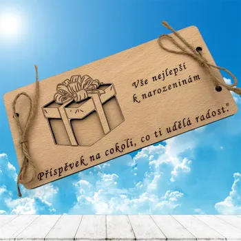 Dřevěná obálka na peníze - narozeniny, Popisek: bez popisu