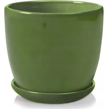 Květináč Zelený keramický Květináč Polnix 12 cm x 13 x 12 cm