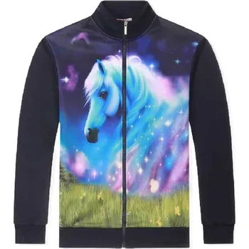Dívčí mikina ZATEPLENÁ DÍVČÍ MIKINA NA ZIP S KONĚM BF Barva: Tmavě modrá, Velikost: 164