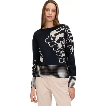 Dámský svetr BETTY BARCLAY dámský svetr modrý s béžovými proužky a květy