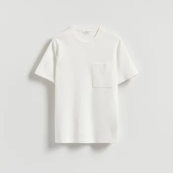 Pánská móda Reserved - Strukturální tričko comfort fit - krémová - 235FP-01X - 235FP-01X-L