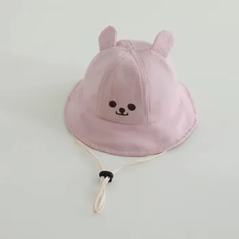 Čepice Dětský letní bavlněný klobouček s oušky na pláž Velikost: 48-50cm, Barva (Varianta): 03 Pink