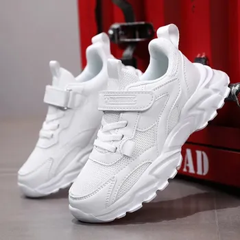 Chlapecké tenisky Dětské kožené tenisky – protiskluzové sportovní boty na běhání Velikost: 29, Barva (Varianta): White (Mesh)