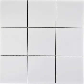 Keramická mozaika, bílá s velkými lesklými kostkami 10x10 cm