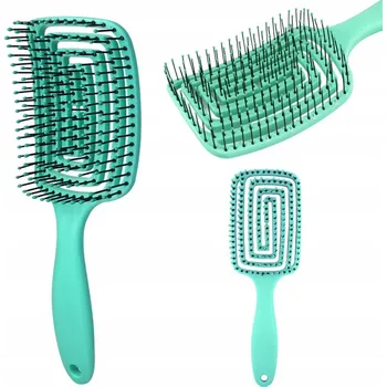 kartáč na vlasy KARTÁČ NA VLASY S MASÁŽÍ HLAVY MĚKKÝ ELASTICKÝ UNIVERZÁLNÍ TYRKYSOVÝ