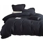 Černé Tmavé Povlečení Ruffy Premium 100% Bavlna 220x200 + 2 Povlaky na Polštáře