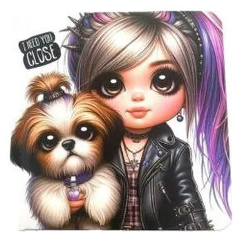 Set školních potřeb Notatnik 100x100/48K gładki TW Dziewczynka z psem