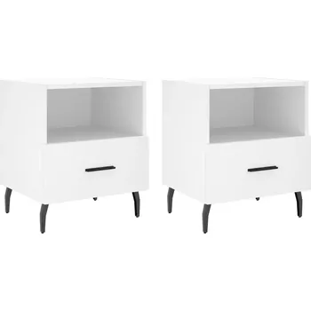 Noční stolek Sada moderních nočních stolků - bílá (40 x 35 x 47,5 cm)