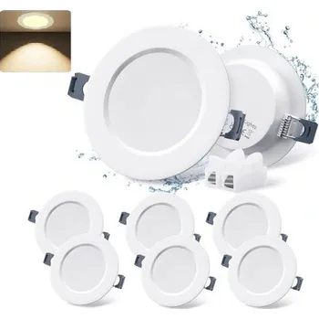 LED zapuštěné reflektory 5W IP44 78-82mm Studená bílá 6000K Sada 6 Ks