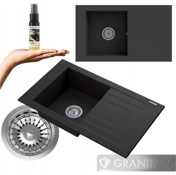 Granitový dřez Jednokomorový granitový dřez Granitan LILA, černý