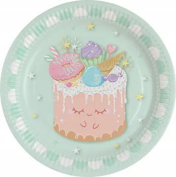 Party nádobí Papírové talířky "Crazy Cake - Sladký Dortík", Amscan, 23 cm, 8 ks