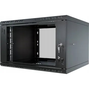 Rozvaděč Skříň Serverová RACK 19" 6U 450 mm Skleněné dveře Černá Stalflex