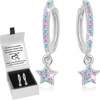 Náušnice STŘÍBRNÉ NÁUŠNICE HVĚZDIČKY ZÁVĚSNÉ GRAVÍROVÁNÍ