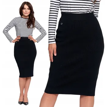 Dámská sukně Dámská midi SUKNĚ s pruhy MORAJ viskózová, černá, velikost L/XL