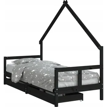 Knihovna Černá vitrína z masivního borovicového dřeva 205,5 x 85,5 x 163,5 cm