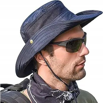 Klobouk RYBÁŘSKÝ KLOBOUK PROTI SLUNCI TMAVĚ MODRÝ UV OCHRANA 56-61 cm