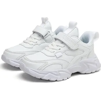 Chlapecké tenisky Dětské kožené tenisky – protiskluzové sportovní boty na běhání Velikost: 35, Barva (Varianta): White (leather)