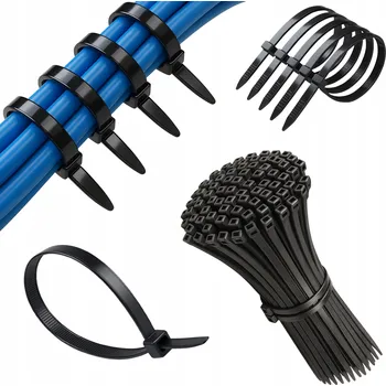 Stahovací páska Stahovací Pásky Upínací pásky Kabelové Stahovací Pásky Černé 300 mm x 4,8 mm Sada x100