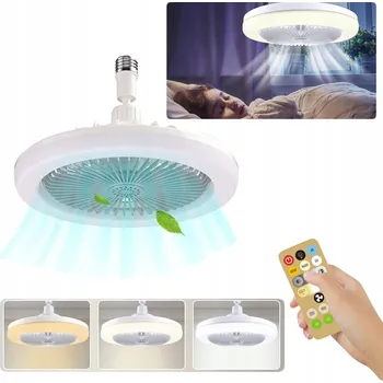 MODERNÍ ZÁVĚSNÉ STROPNÍ SVÍTIDLO KULATÁ LED S VĚTRÁKEM BÍLÁ 30W DÁLKOVÝ OVLADAČ