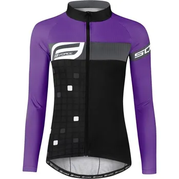 cyklistický dres Force SQUARE černo-fialový dámský cyklistický dres - dl. rukáv černo-fialový S