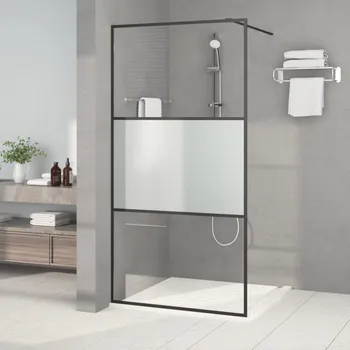 Sprchový panel zahrada-XL Sprchová zástěna walk-in černá 100x195 cm napůl mléčné ESG sklo 152107