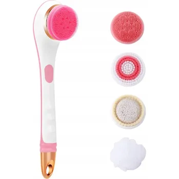 Koupelový kartáč SZCZOTKA ELEKTRYCZNA DO MASAŻU 4 HLAVICE PEELING PRO SUCHOU A MOKROU POKOŽKU OBLIČEJE