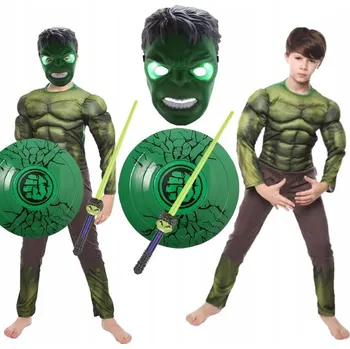 Karnevalový kostým KOSTÝM PŘEVLEK MUTANT SUPERHRDINA SADA NA KARNEVALOVÝ PLES ŠTÍT 122 128